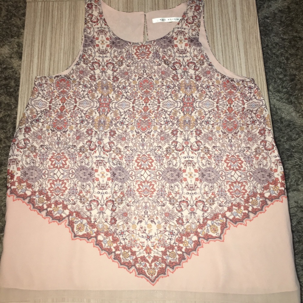 Max Studio Pink Floral Sleeveless Top Size XL
